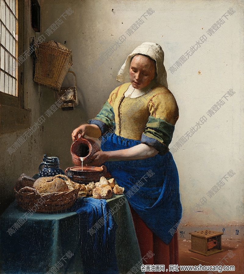 維米爾 油畫《倒牛奶的女人》高清大圖42下載