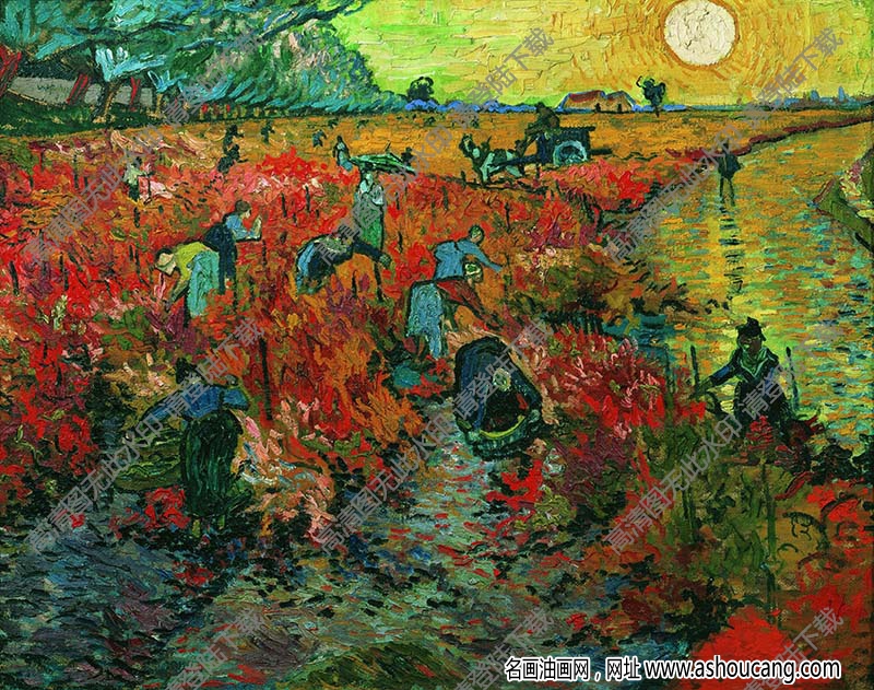 梵高 油畫《阿爾的紅色葡萄園》高清大圖135下載